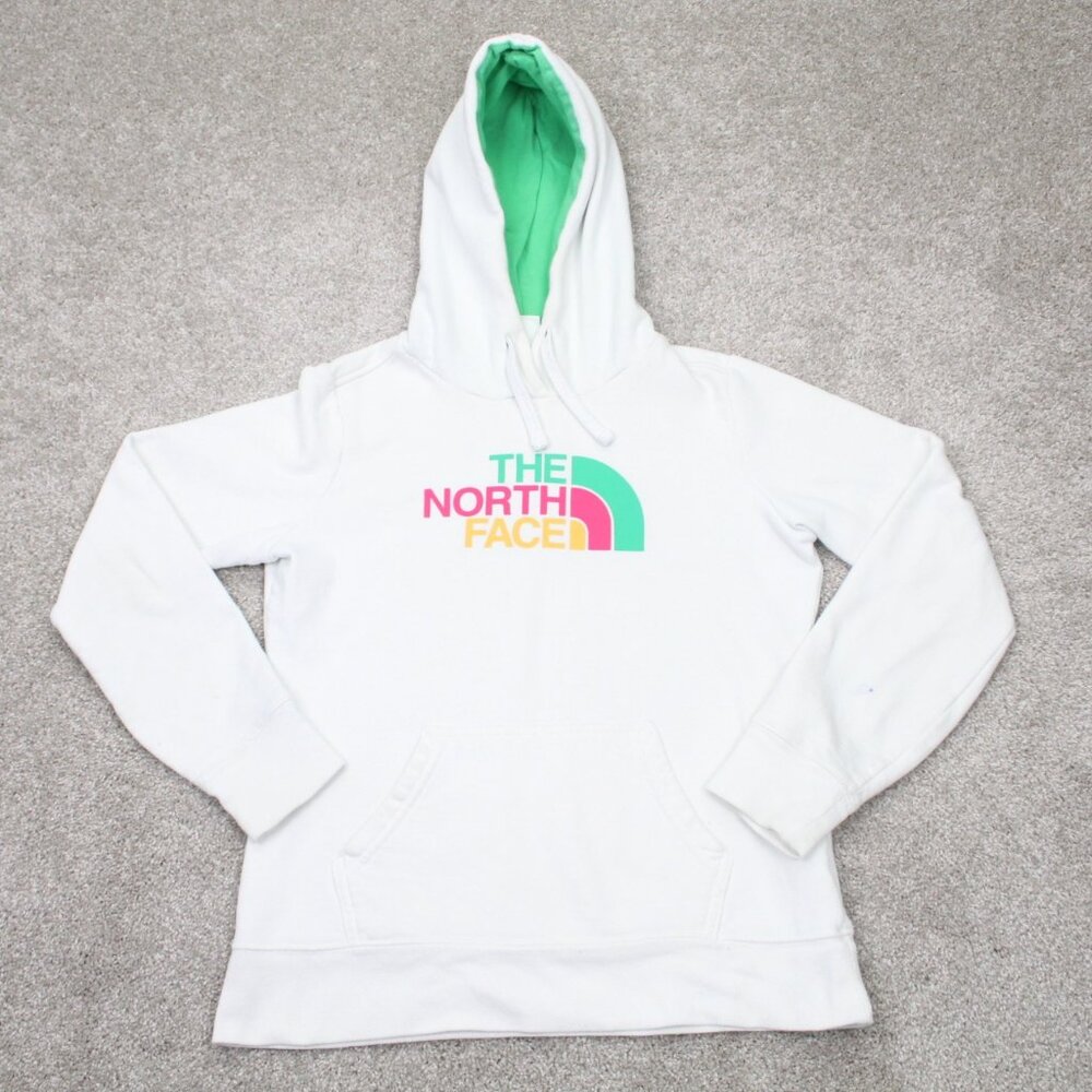 The North Face‎ Hoodie Womens Small White Graphic Logo L/S Hooded Sweatshirt